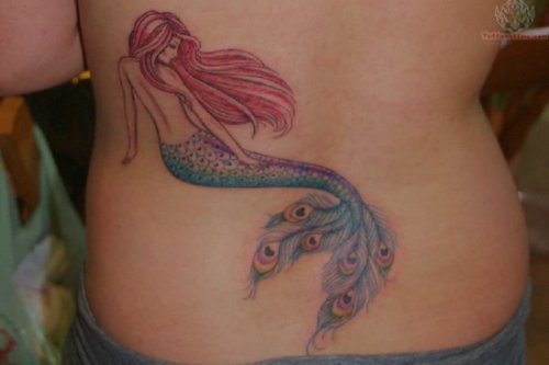 Beautiful Mermaid Lower Back Tattoo